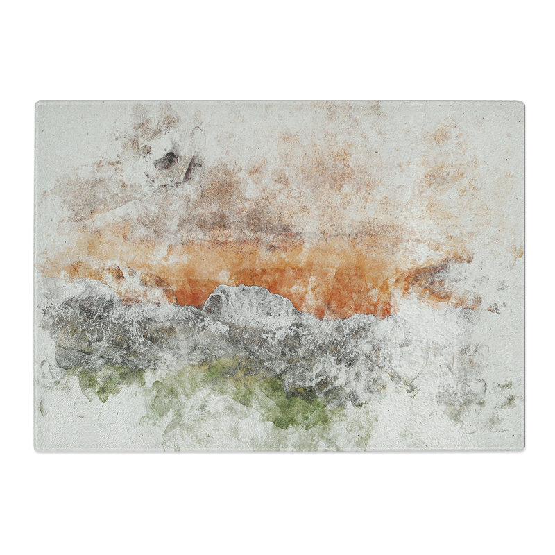 Aberdeen Beach in Scotland Watercolour Chopping Board, 0.4cm H x 28.5cm W x 39cm L