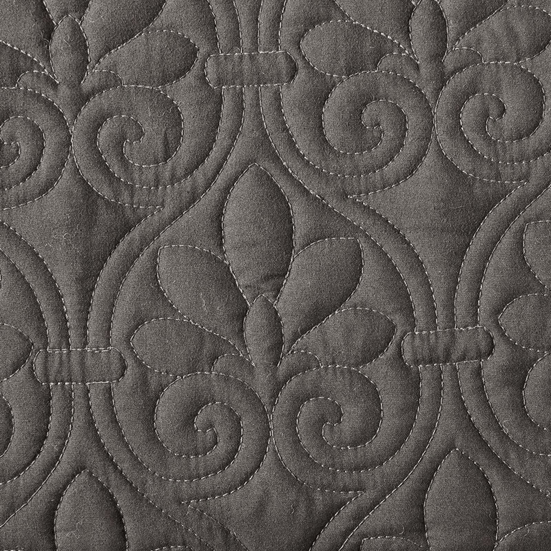 Ensemble de couvre-lit 3 pièces gris foncé très grand - plié en coin plissé, rembourrage 100%, microfibre, literie de chambre à coucher intrigante, luxe doux