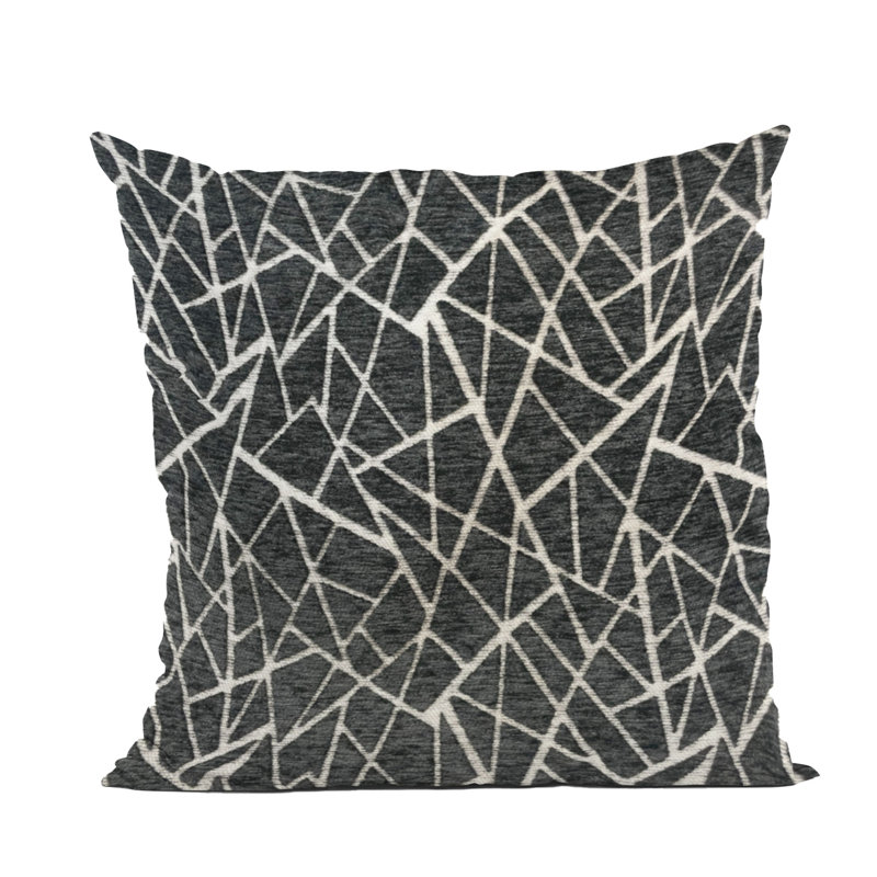 Coussin Plutus, Noir / blanc géométrique, Carrée, H 18 po x l 18 po