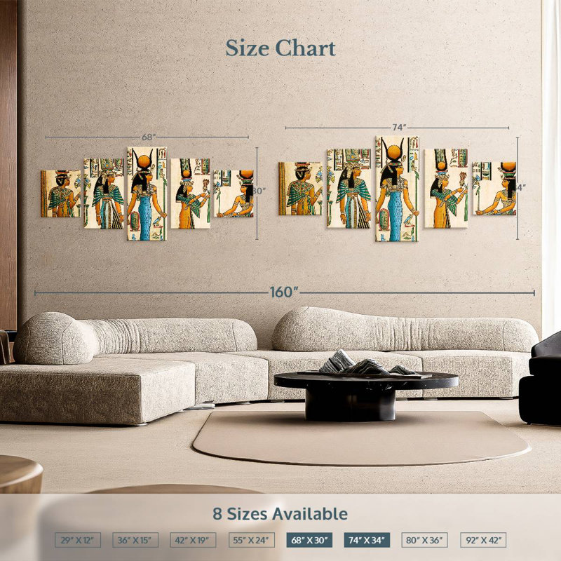 La reine Néfertari offre des papyrus, H 30 po x l 68 po