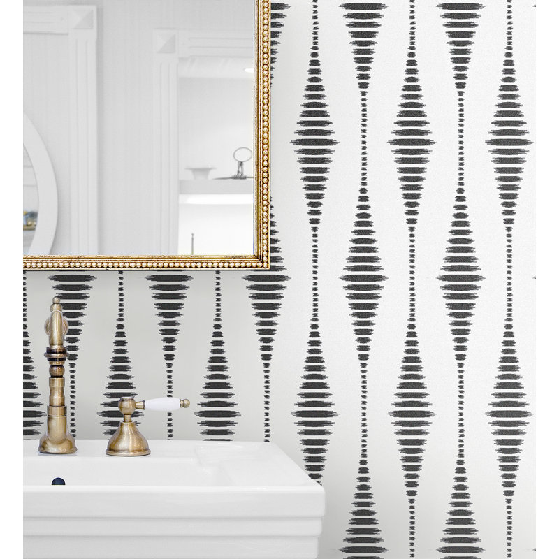 Rouleau de papier peint L 33 pi x l 20,9 po Aulea, Noir satiné / perle