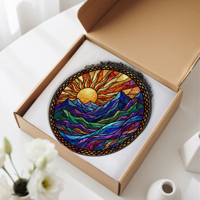 Panneau de vitrail 12 "H Sunset Mountains