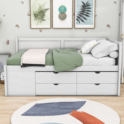 Nadiv Wooden Daybed with 4 Drawers