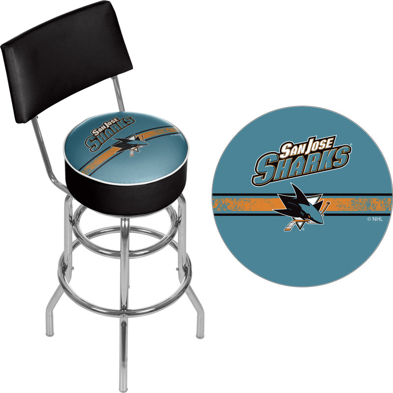 NHL Swivel Upholstered Counter Stool with Metal Frame, San Jose Sharks