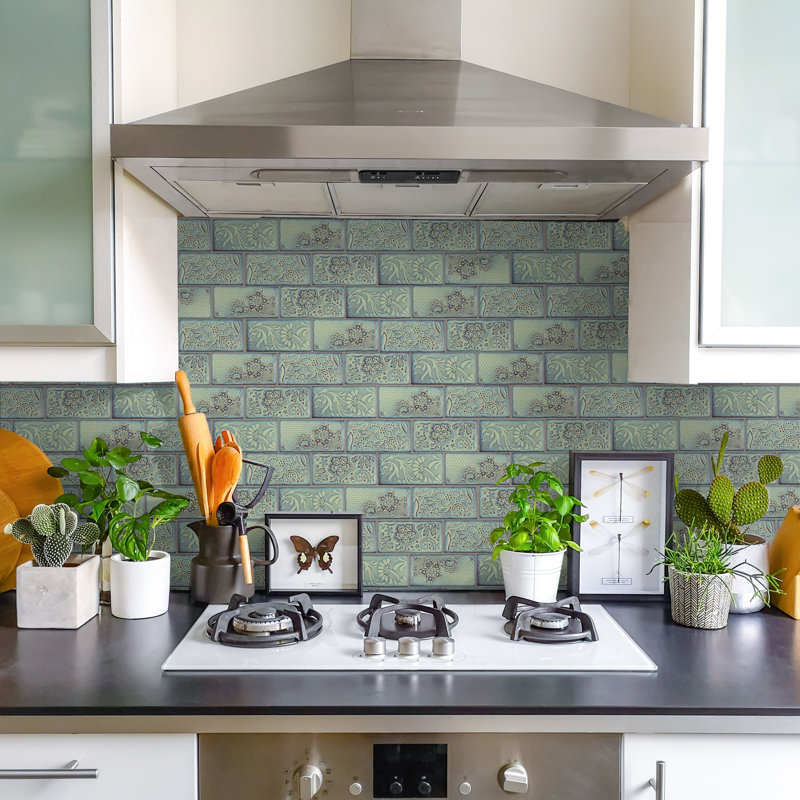 Antic Feelings 3" x 6" Ceramic Patterned Subway Tile, Feelings Aguamarina