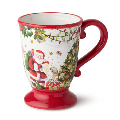 Santa's Delivery Set of 4 Ceramic Mugs — Four 18-ounce richly illustrated holiday mugs in the collection's storybook Christmas style, perfect for every warm sip of the season.