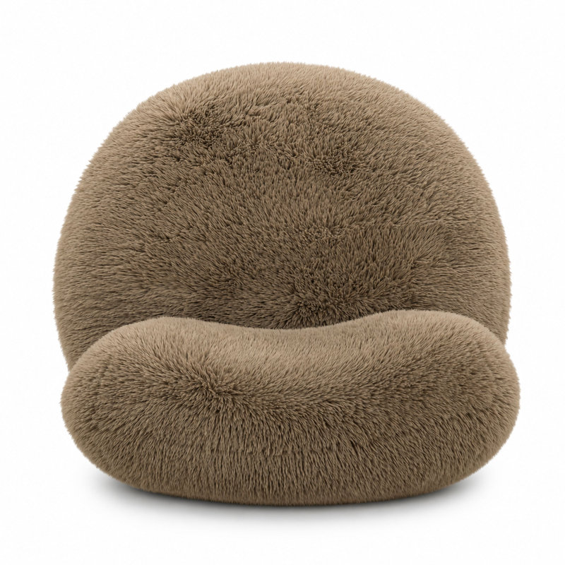 Fauteuil d'appoint en peau de mouton végane de qualité contractuelle, couleur taupe gaufrée
