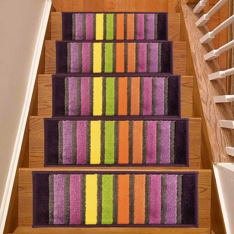 Stair Treads Rainbow Stripes Design Handmade Customize Stair Tread