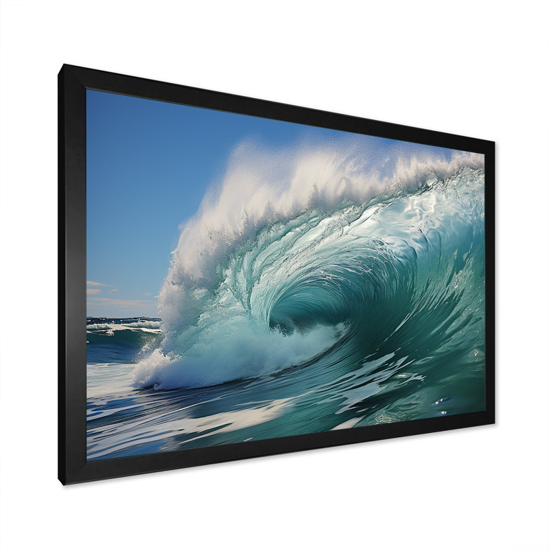 Impression sur toile Turquoise Ocean's Force Unleashed, H 16 po x l 32 po x P 1 po, Cadre photo noir