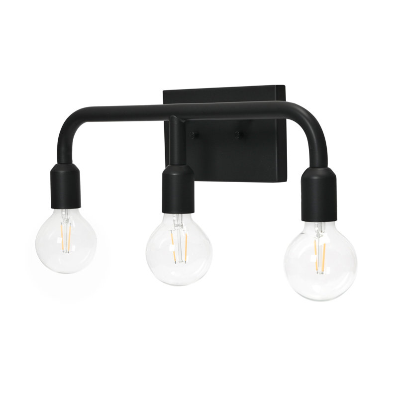 Éclairage pour salle de bain 3 lumières Conar, Noir mat