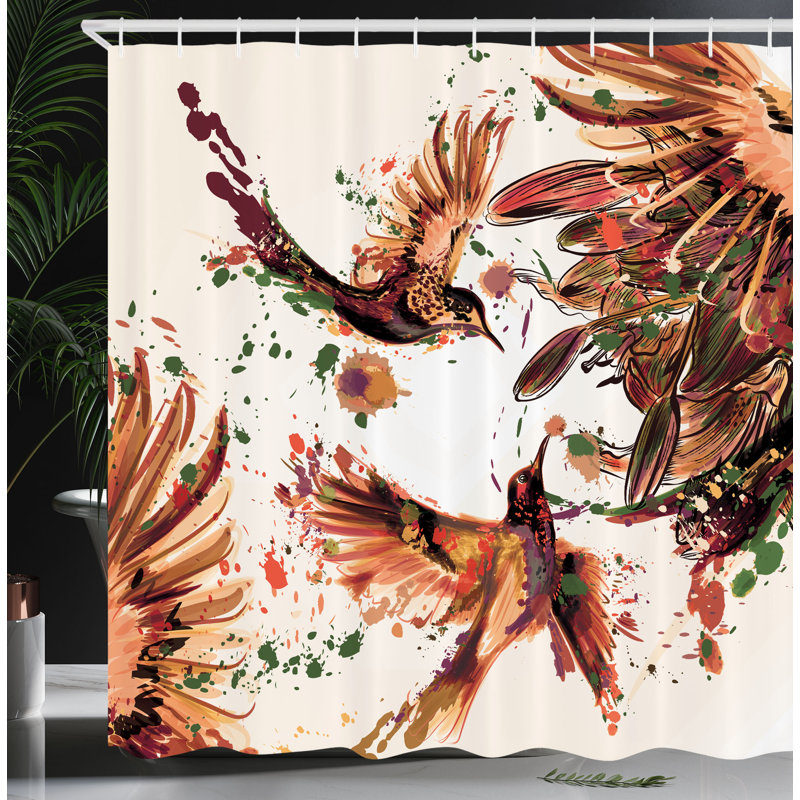 Ensemble de rideau de douche et crochets Hummingbird, H 84 po x l 69 po, Vert amande