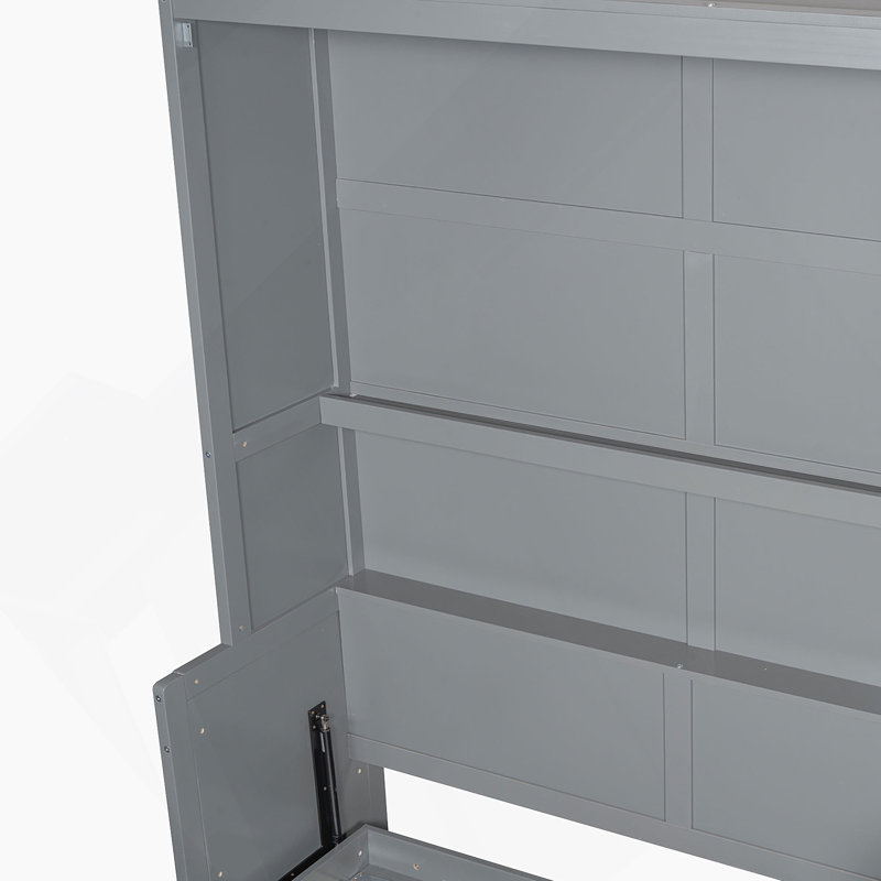 Grand lit escamotable mural avec placard, gris, Gris