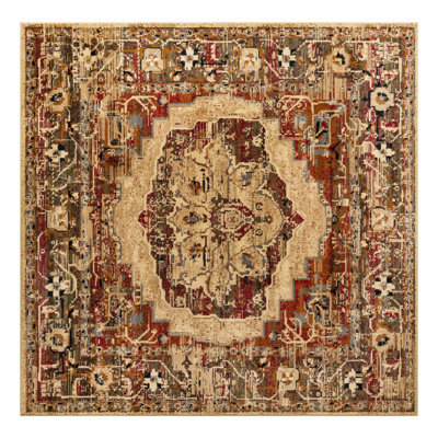 Tapis abstrait brun / rouge Alameda