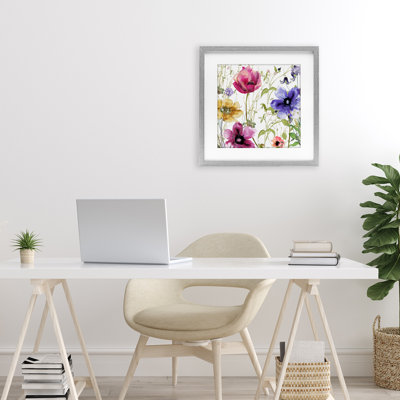 Botanical Spring Garden Blooms Framed Print Under Glass, design by Sasha