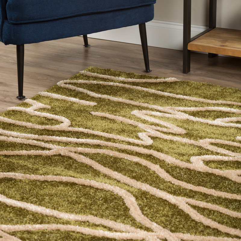 Addison Calabar Transitional Abstract Waves Pine 9'' X 13'' Area Rug, Rectangle 8' x 10'