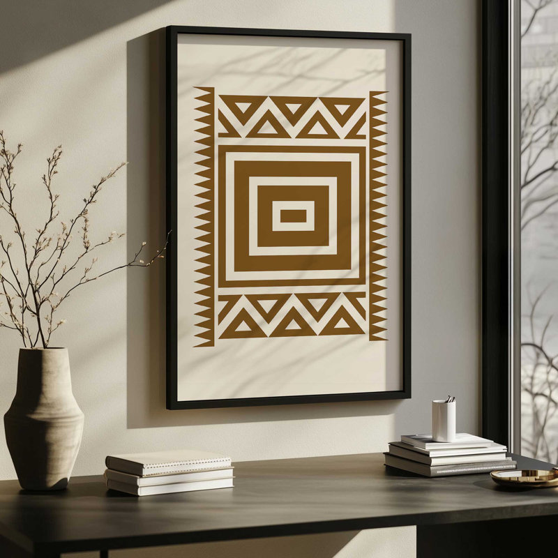Motif tribal moderne II, Zinc patiné, H 21,25 po x l 17,25 po