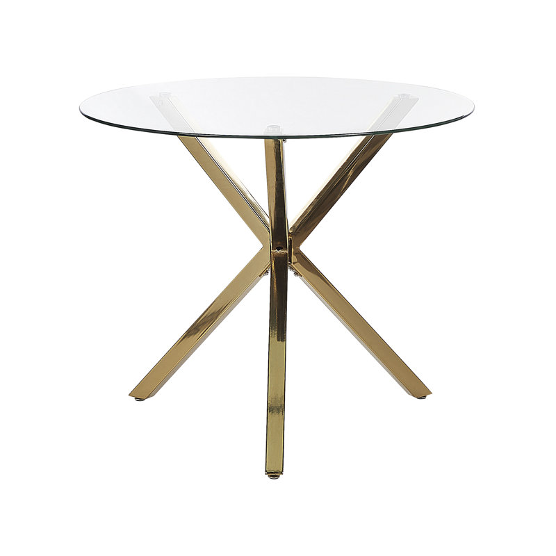 Bywood Round Glass Top Metal Base Dining Table