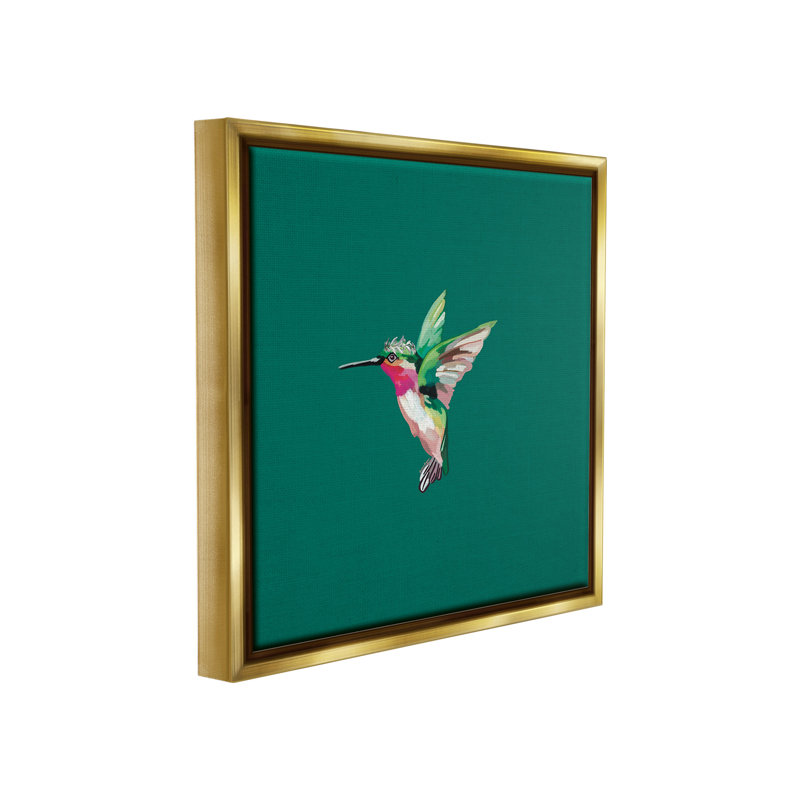 «Hummingbird With Tiara» par Amelia Noyes sur, Cadre flottant métallique doré, H 18 po x l 18 po