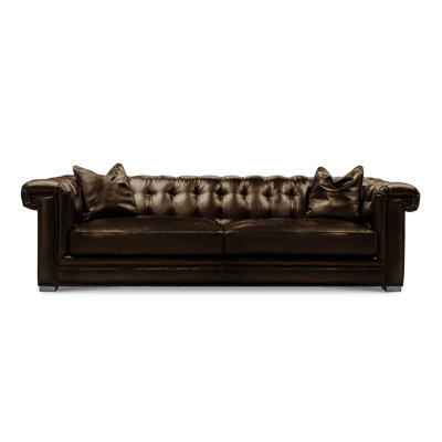 Surrey 102"" Genuine Leather Rolled Arm Chesterfield Sofa -  Eleanor Rigby, SURR-30-CAR-TRUFF-ESP