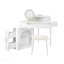 Bureau de coiffeuse de coin avec miroir et lumières à DEL, ensemble de coiffeuse moderne avec miroir et tabouret, coiffeuse avec grand rangement pour petite place, miroir pliant réglable en luminosité, blanc