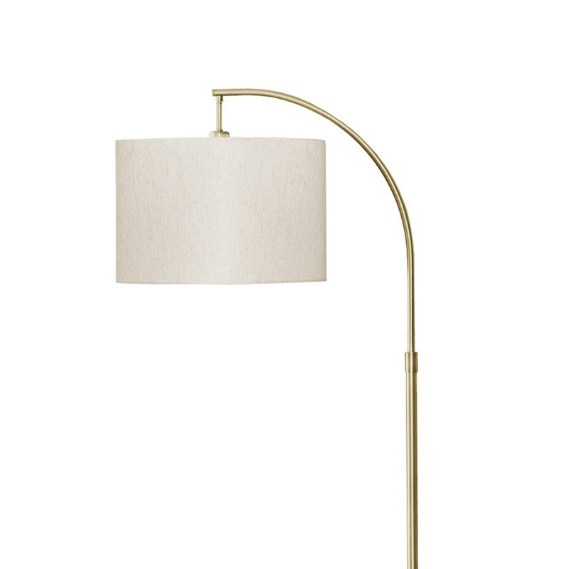 Lampe sur pied Mylo, conception à bras arqués, 65 po, structure en métal décorative, Doré