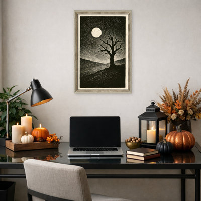 «Moonlit Night Tree» par Hugo, reproduction d'art sur toile encadrée