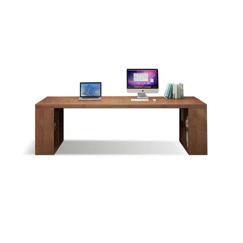 Nut-brown Rectangular Solid Wood Executive Desk, 29.53" H x 62.99" W x 23.62" D