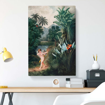 Cupid By The Flowers by Lang Shining - Wrapped Canvas Painting
