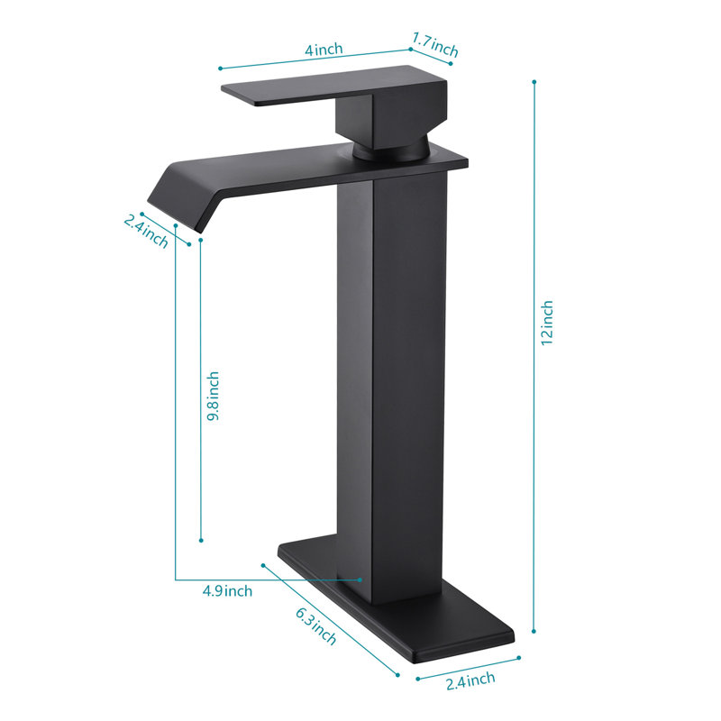 Stainless Steel Bathroom Sink Faucet With Waterfall Spout, Single Operation For Optimal Water Temperature And Flow, Matte Black Finish In Effect, Single Handle Effortless Adjustment, Made Of