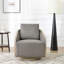 Fauteuil demi-tonneau pivotant en polyester de 30 po de largeur avec base en bois-903797185