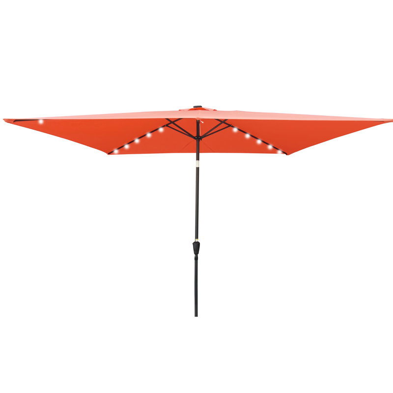 Parasol solaire DEL rectangulaire pour jardin et piscine, 3 m x 2 m, avec manivelle d'ouverture