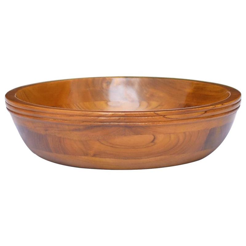 VidaXL Brown Solid Wood Circular Bathroom Sink