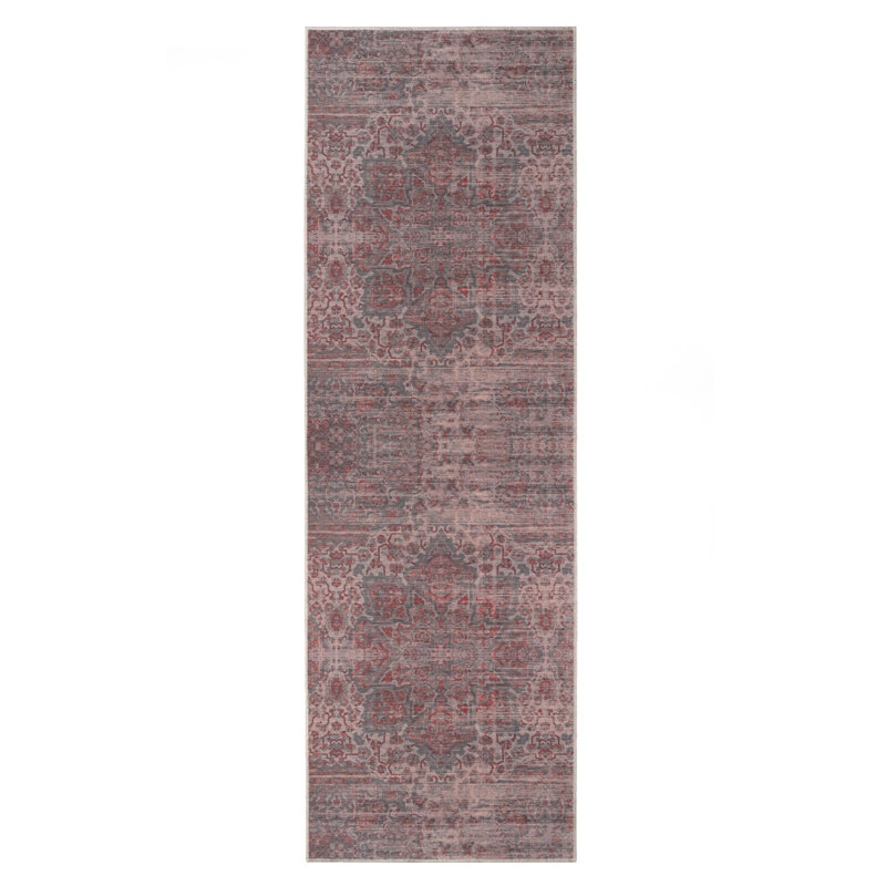 Tapis délavé bohémien délavé, Tapis de couloir 2 pi 7 po x 8 pi