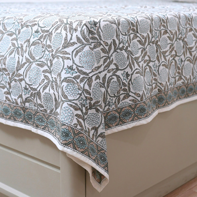 Ensemble de draps en coton Fab divine - Confort artisanal avec housses de coussin assorties, tribal, Floral brun