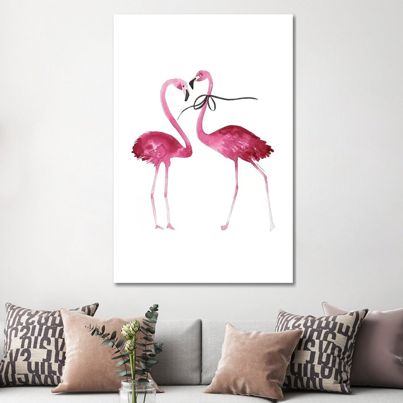Flamingo Couple by Mercedes Lopez Charro - Wrapped Canvas Painting, 152.5 cm H x 101.5 cm W
