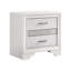 Table de chevet blanche pour chambre à coucher avec 2 tiroirs - poignées en strass, rayures scintillantes Allure 2 po Grace
