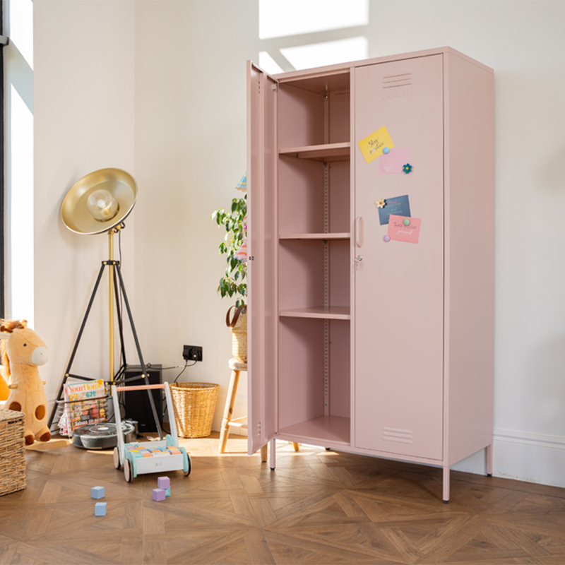 Nikeria 2 Door Steel Wardrobe, Pink
