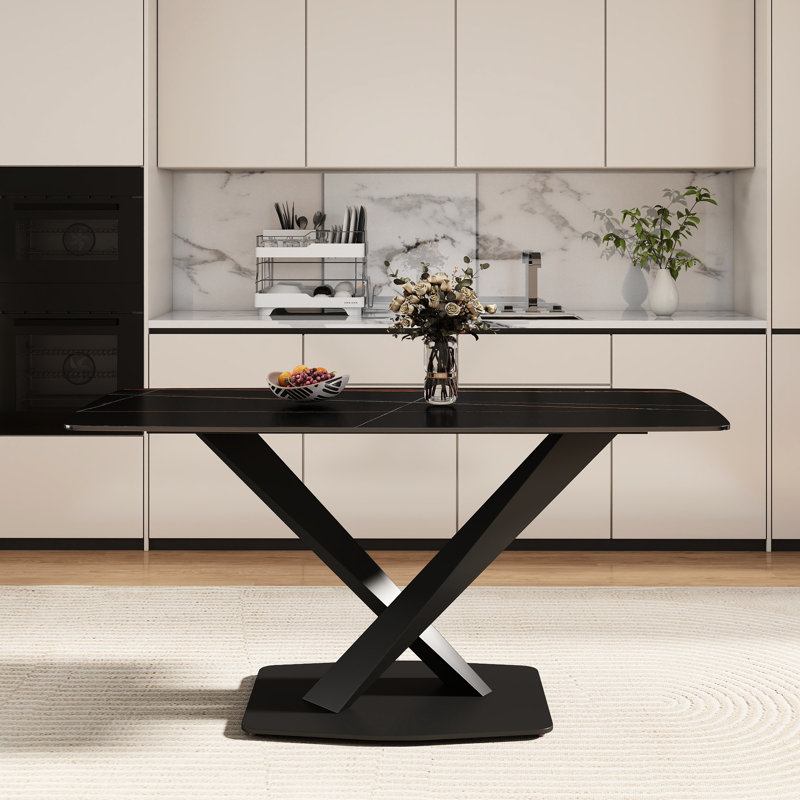 Table de salle à manger Modern Modern, 28.69" H x 61.96" L x 31.99" W, Noir