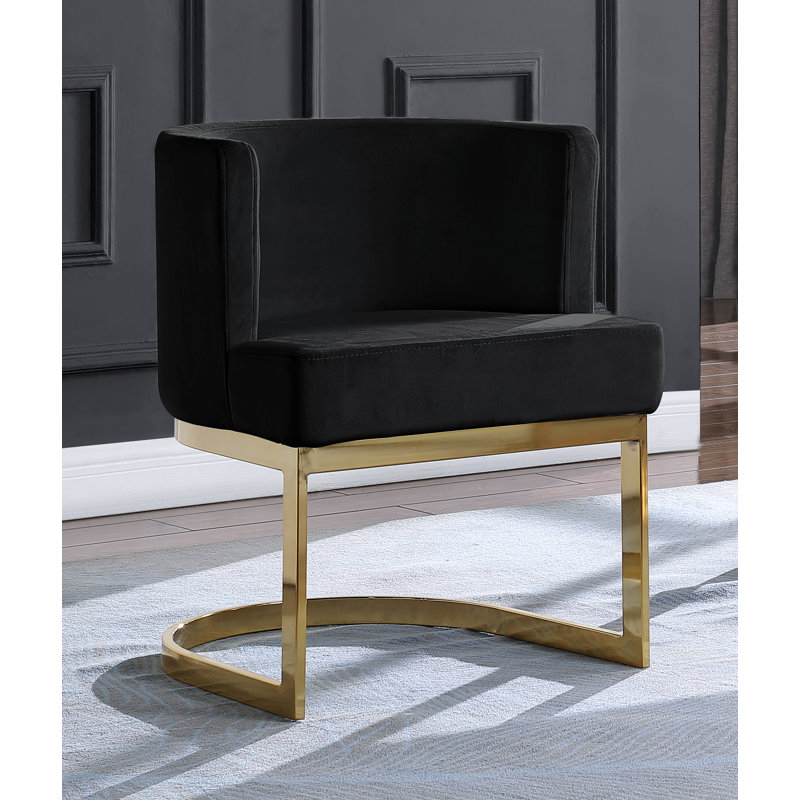 Dmitri 19'' H Velvet Upholstered Side Chair, Gold, Black