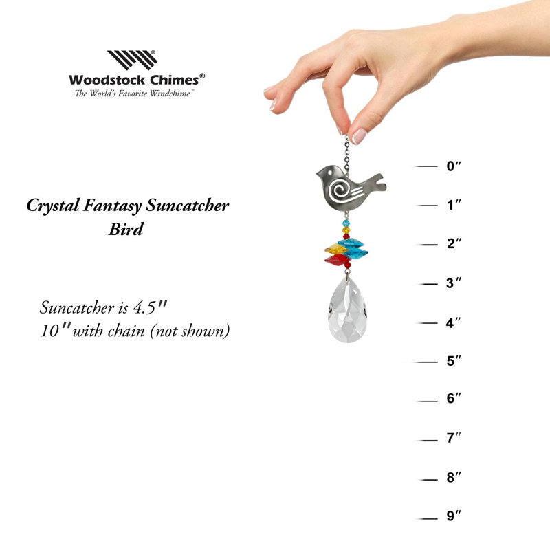 Crystal Bird Suncatcher with Multicolor Beads and Teardrop