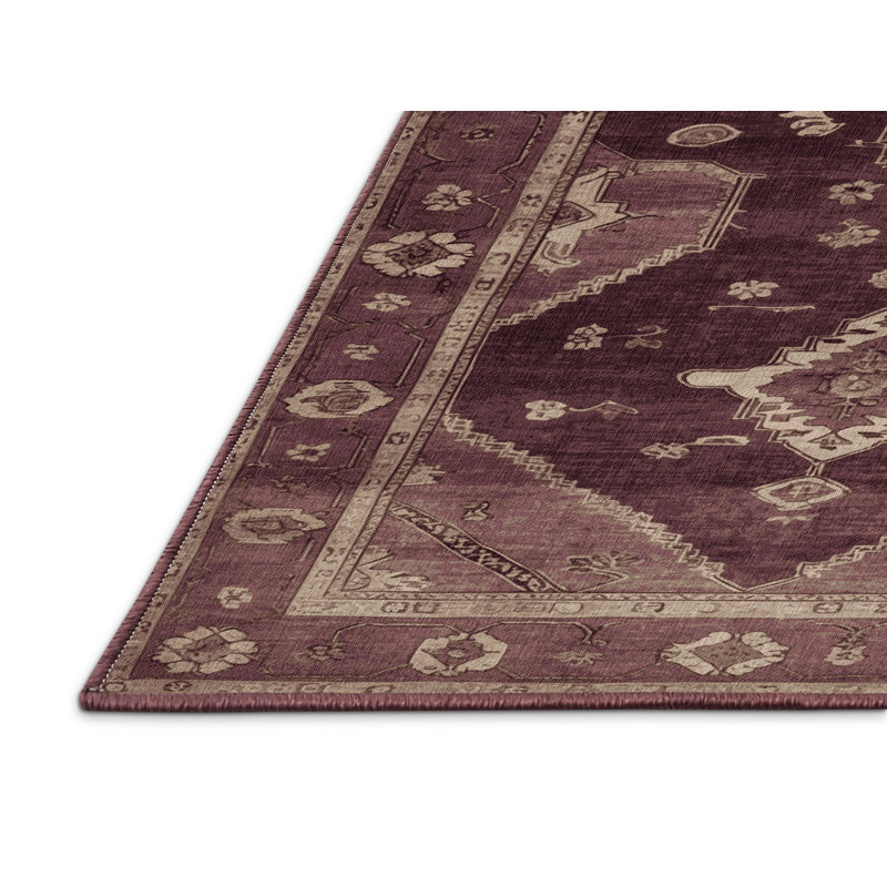Machine Washable Overdyed Brown Area Rug, Round 4'