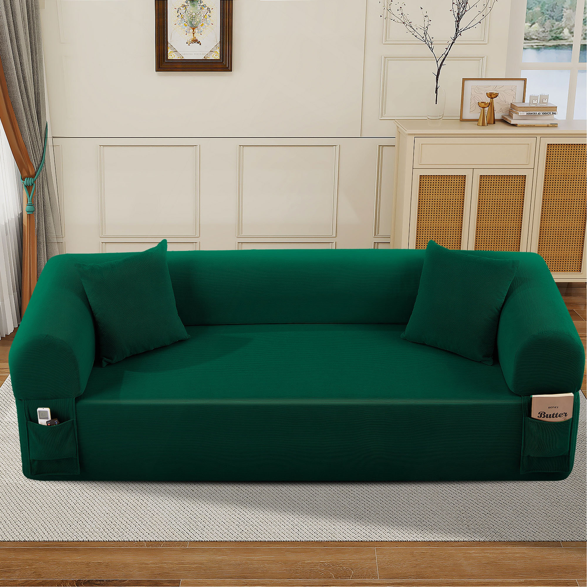 George Oliver Spring Sofa With High-Quality Fabric, Pillows & Storage ...