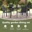 5 Piece Garden Dining Set Black PVC-coated polyester