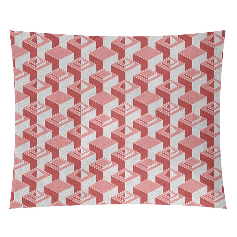 Tapisserie, H 88 po x l 104 po, Rouge/gris