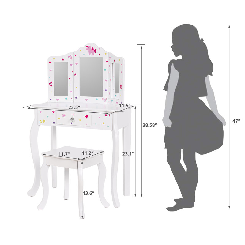 McConnellstown Kids Vanity Set with Mirror