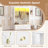 Elegant APP-Controlled LED Hall Tree with Bench, 9 Hooks, 3 Cabinets & Shelves, Farmhouse Entryway Organizer, White-1489470342