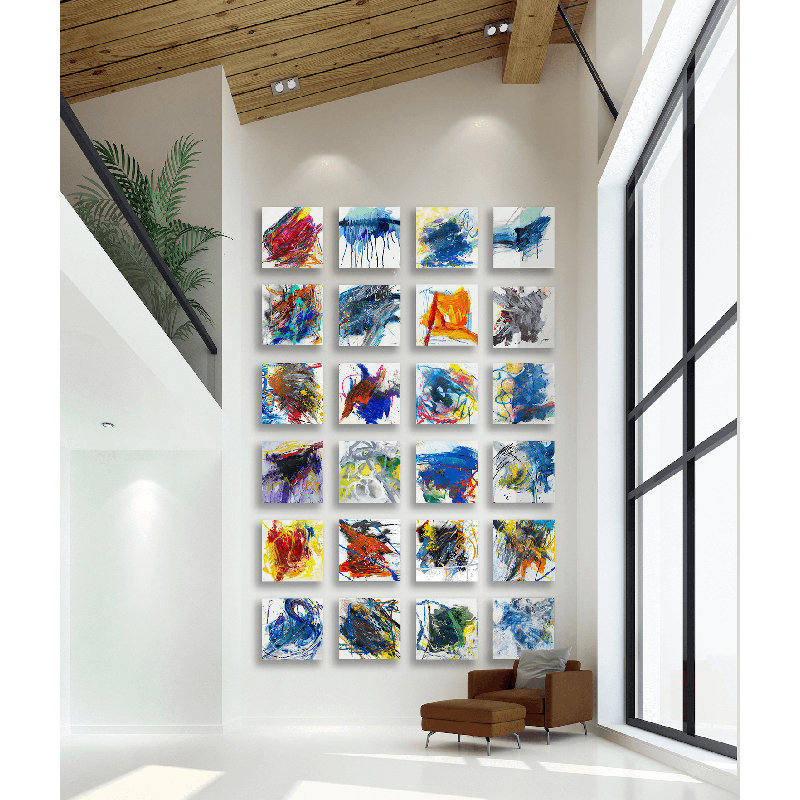 Stalagmite On Giclee Canvas Hand Embellished Art, Black Framed Canvas, 31.5" H x 31.5" W x 1.75" D