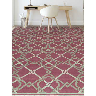 Tapis rouge et or de haute qualité noué à la main