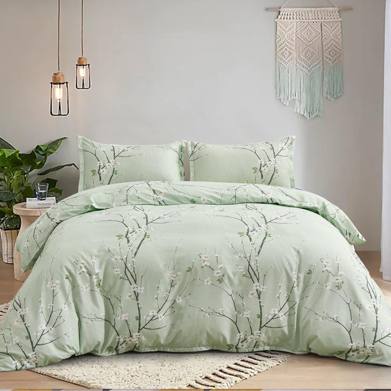 Polyester Floral Duvet Cover Set with Pillowcases Included