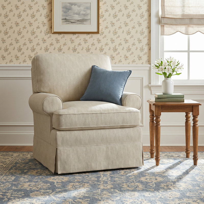 Upholstered Swivel Armchair, Marley Rose Performance